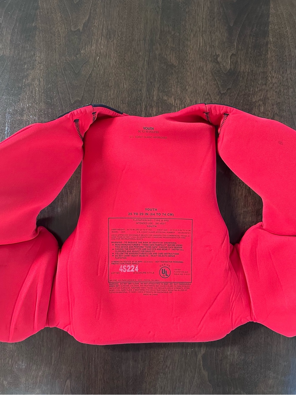 O’BRIEN kids youth life jacket 50-90 pounds red and black - Picture 5 of 6